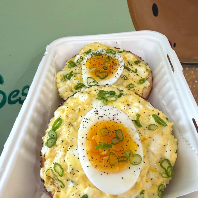 Open face egg salad.